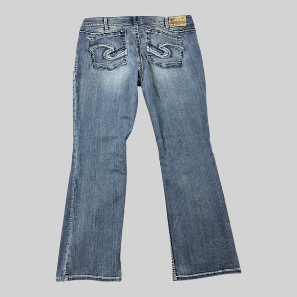 Silver Jeans Denim - Silver Jeans Tuesday Bootcut Jeans Womens 40x31 Blue Embroidered Whiskered